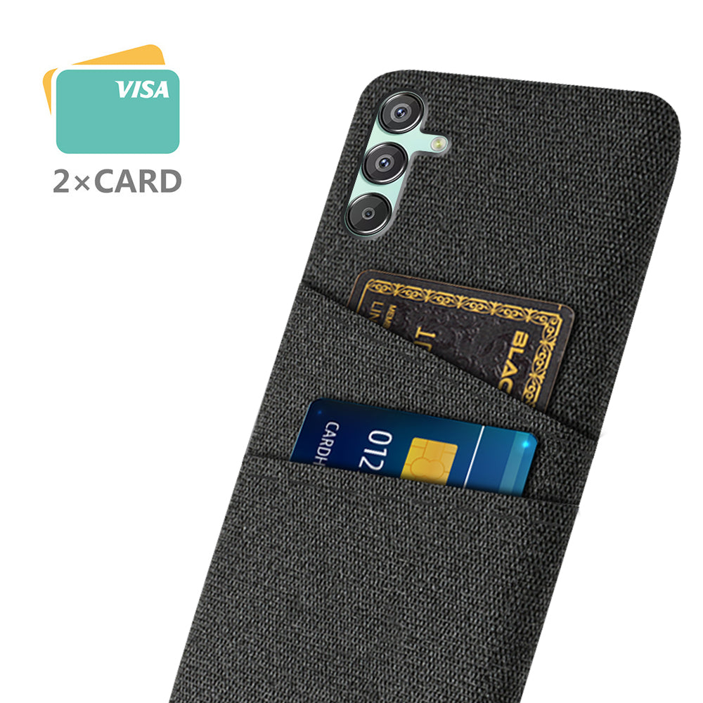 For Samsung Galaxy F15 5G / M15 5G Case Cloth+PC Cell Phone Basic Back Cover with 2 Card Slots For Samsung Galaxy F15 5G / M15 5G Case Cloth+PC Cell Phone Basic Back Cover with 2 Card Slots
